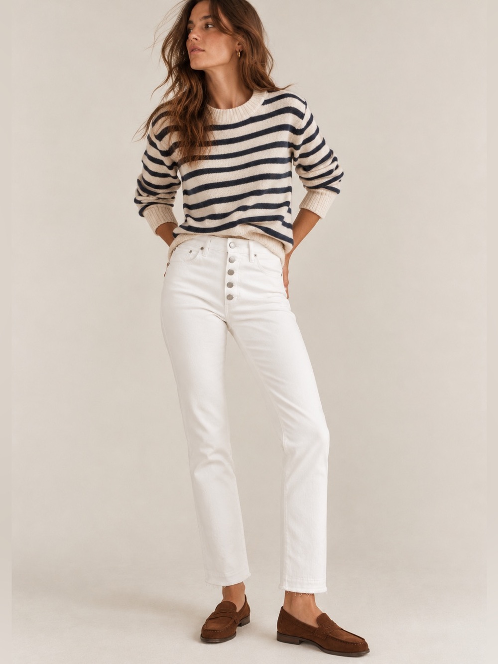Veronica Beard Carolyn 10” Baby Boot White Jeans Size 24 NWT